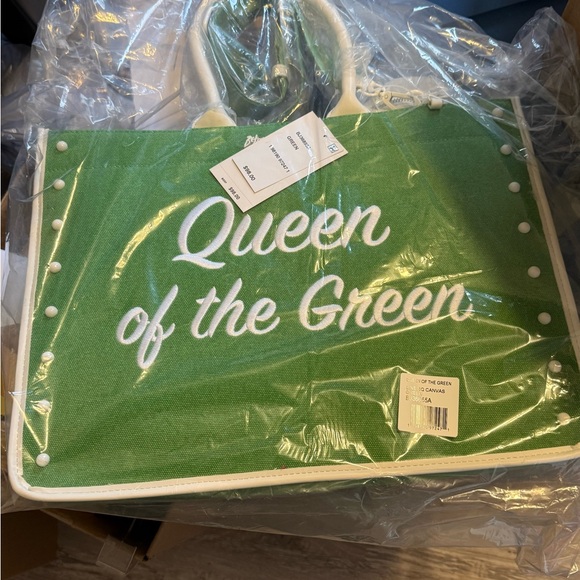 Betsey Johnson Kitsch Queen Of The Green Extra Large Canvas Tote Bag  NWT - Picture 6 of 6